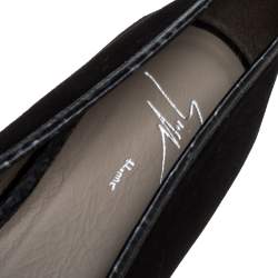 Giuseppe Zanotti Black Croc Embossed Leather and Suede Espadrille Flats Size 45