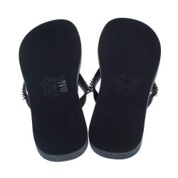 Pre Owned Giuseppe Zanotti Black Rubber Sunset Chain Detail Flip Flops Size 46