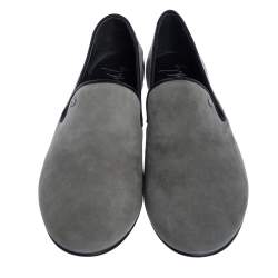 Pre Owned Giuseppe Zanotti Grey Suede Kevin Smoking Slippers Size 43