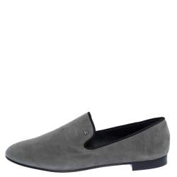 Pre Owned Giuseppe Zanotti Grey Suede Kevin Smoking Slippers Size 43
