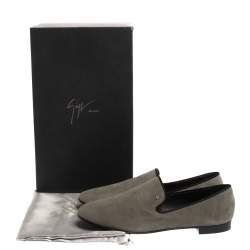 Pre Owned Giuseppe Zanotti Grey Suede Kevin Smoking Slippers Size 43