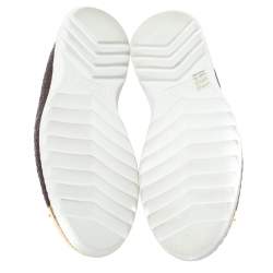 Pre Owned Giuseppe Zanotti Dark Brown Woven Leather Kevin Slip On Sneakers Size 44