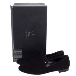 Pre Owned Giuseppe Zanotti Black Suede Kevin Smoking Slippers Size 44
