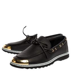 Pre Owned Giuseppe Zanotti Black Leather Bow Slip On Sneakers Size 44