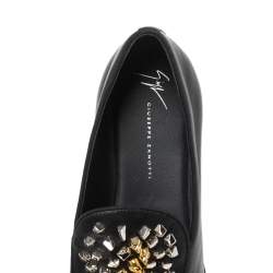 Pre Owned Giuseppe Zanotti Black Studded Leather Slip On Loafers Size 41