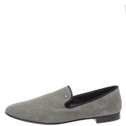 Giuseppe Zanotti Grey Suede Leather Slip On Smoking Slippers Size 44