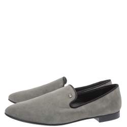 Giuseppe Zanotti Grey Suede Leather Slip On Smoking Slippers Size 44