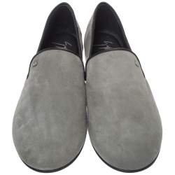 Giuseppe Zanotti Grey Suede Leather Slip On Smoking Slippers Size 44