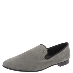 Giuseppe Zanotti Grey Suede Leather Slip On Smoking Slippers Size 44
