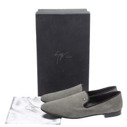 Giuseppe Zanotti Grey Suede Leather Slip On Smoking Slippers Size 44