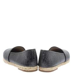 Pre Owned Giuseppe Zanotti Black Croc Embossed Leather Espadrille Slip On Loafers Size 45