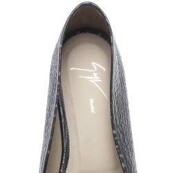 Pre Owned Giuseppe Zanotti Black Croc Embossed Leather Espadrille Slip On Loafers Size 45