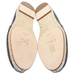 Pre Owned Giuseppe Zanotti Black Croc Embossed Leather Espadrille Slip On Loafers Size 45