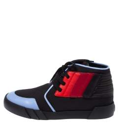 Pre Owned Giuseppe Zanotti Tri Color Canvas and Leather High Top Sneakers Size 45