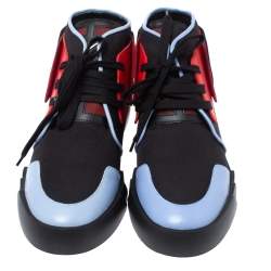 Pre Owned Giuseppe Zanotti Tri Color Canvas and Leather High Top Sneakers Size 45