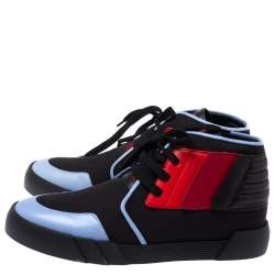 Pre Owned Giuseppe Zanotti Tri Color Canvas and Leather High Top Sneakers Size 45