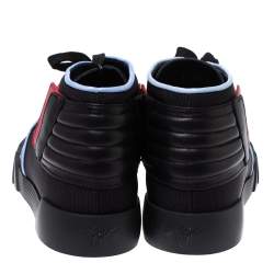 Pre Owned Giuseppe Zanotti Tri Color Canvas and Leather High Top Sneakers Size 45