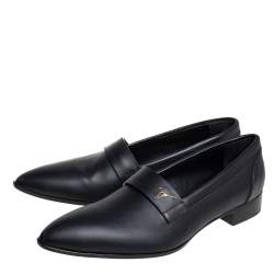 Pre Owned Giuseppe Zanotti Black Leather Slip On Loafers Size 44