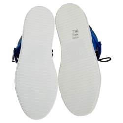 Pre Owned Giuseppe Zanotti Blue/Black Velvet And Leather Coby High Top Sneakers Size 40