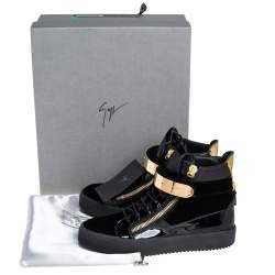 Giuseppe Zanotti Black Velvet And Patent Leather Coby High Top Sneakers Size 40