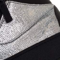 Giuseppe Zanotti Black/Silver Leather High Top Sneakers Size 40