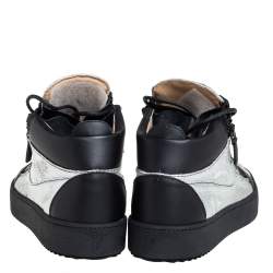Giuseppe Zanotti Black/Silver Leather High Top Sneakers Size 40