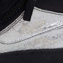 Giuseppe Zanotti Black/Silver Leather High Top Sneakers Size 40