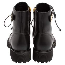 Pre Owned Giuseppe Zanotti Black Leather Kommando Combat Boots Size 40