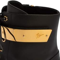 Pre Owned Giuseppe Zanotti Black Leather Kommando Combat Boots Size 40