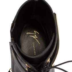 Pre Owned Giuseppe Zanotti Black Leather Kommando Combat Boots Size 40