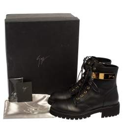 Pre Owned Giuseppe Zanotti Black Leather Kommando Combat Boots Size 40