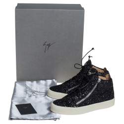 Pre Owned Giuseppe Zanotti Black Glitter High Top Sneakers Size 40