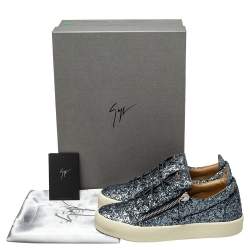 Giuseppe Zanotti Grey/Silver Glitter Low Top Sneakers Size 40