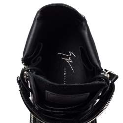 Pre Owned Giuseppe Zanotti Black Suede And Leather Coby Crystal Embellished High Top Sneakers Size 40
