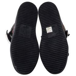 Pre Owned Giuseppe Zanotti Black Suede And Leather Coby Crystal Embellished High Top Sneakers Size 40