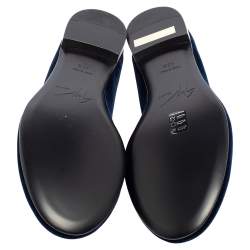 Pre Owned Giuseppe Zanotti Midnight Blue Velvet Kevin Smoking Slippers Size 42.5
