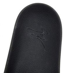 Giuseppe Zanotti Black/Red Brett Zip Leather Slides Size 45