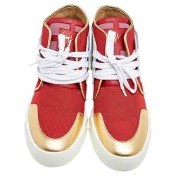 Giuseppe Zanotti Red/White Canvas And  Leather Foxy London High Top Sneakers Size 45