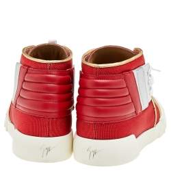 Giuseppe Zanotti Red/White Canvas And  Leather Foxy London High Top Sneakers Size 45