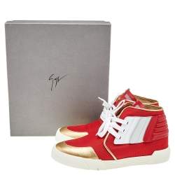 Giuseppe Zanotti Red/White Canvas And  Leather Foxy London High Top Sneakers Size 45