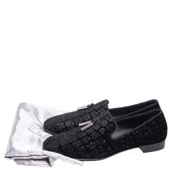Pre Owned Giuseppe Zanotti Black Velvet Slip On Loafers Size 43.5
