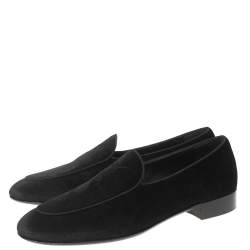Pre Owned Giuseppe Zanotti  Black  Velvet Slip On Loafers Size 44