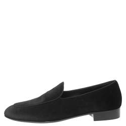 Pre Owned Giuseppe Zanotti  Black  Velvet Slip On Loafers Size 44