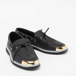 Giuseppe Zanotti Black Leather Kevin Bow Slip On Loafers Size 44