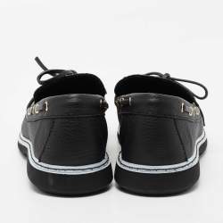 Giuseppe Zanotti Black Leather Kevin Bow Slip On Loafers Size 44