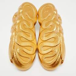 Pre Owned Giuseppe Zanotti White/Gold Leather Lace Up Sneakers Size 43