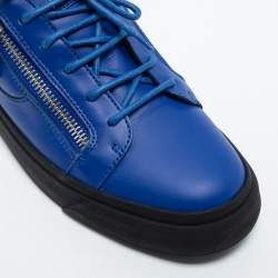 Pre Owned Giuseppe Zanotti Blue Leather Frankie Low Top Sneakers Size 43