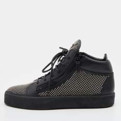 Pre Owned Giuseppe Zanotti Black Leather Studded Kriss High Top Sneakers Size 43