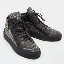 Pre Owned Giuseppe Zanotti Black Leather Studded Kriss High Top Sneakers Size 43