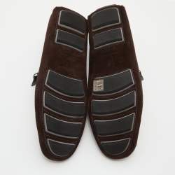 Pre Owned Giuseppe Zanotti Brown Suede Zip Detail Driving Loafers Size 43